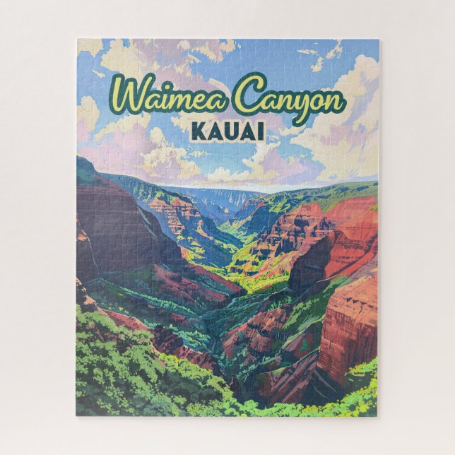 Puzzle Waimea Canyon Kauai Hawaii Retro (Vertical)