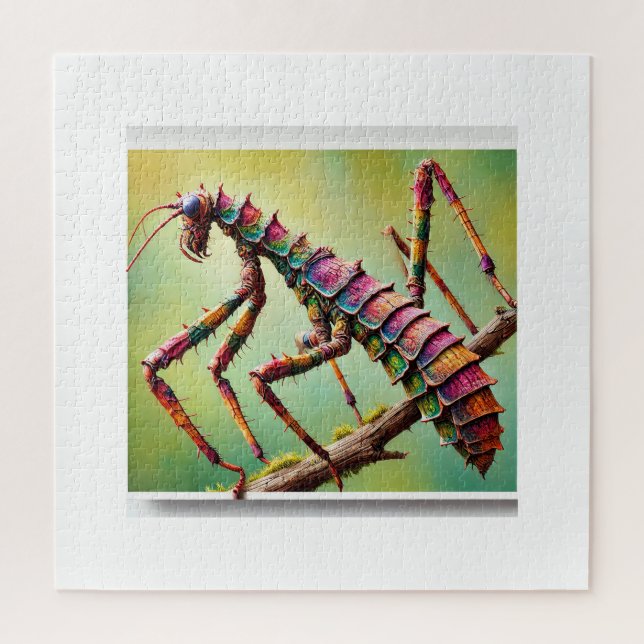 Puzzle Walkingstick Insect 070724IREF125 - Watercolor (Vertical)