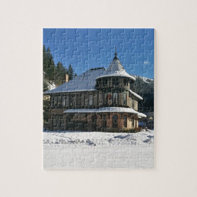 Puzzle Wallace Idaho Train Depot en invierno (Vertical)
