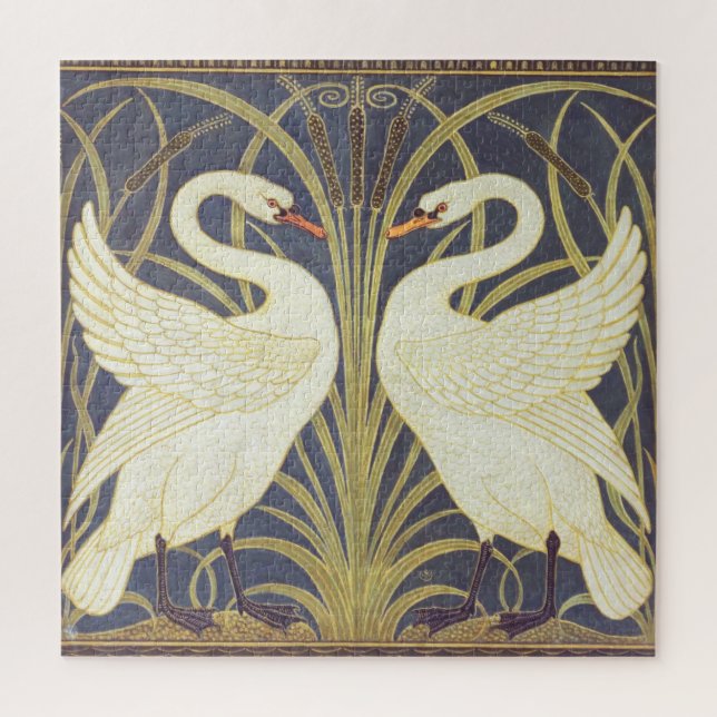 Puzzle Walter Crane Swan, Rush E Iris Art Nouveau (Vertical)