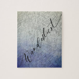 Puzzle Wanderlust Blue Ombre Watercolor Vintage Mapa del