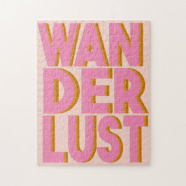 Puzzle Wanderlust Typography Wall Art Poster en rosa