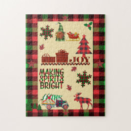 Puzzle Warm Christmas Scene Classic Buffalo Plaid