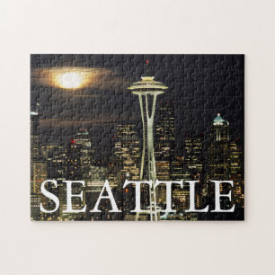 Puzzle Washington, Seattle, Silueta por la noche desde Ke