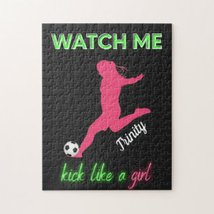 Puzzle Watch Me Kick Like A Girl Soccer