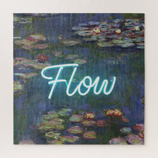 Puzzle Water Lilies Remix – Neon “FLOW” Wall Art & Gifts