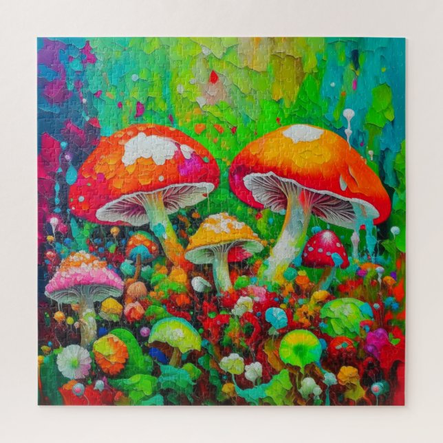 Puzzle Watercolor Abstract Mushrooms (Vertical)