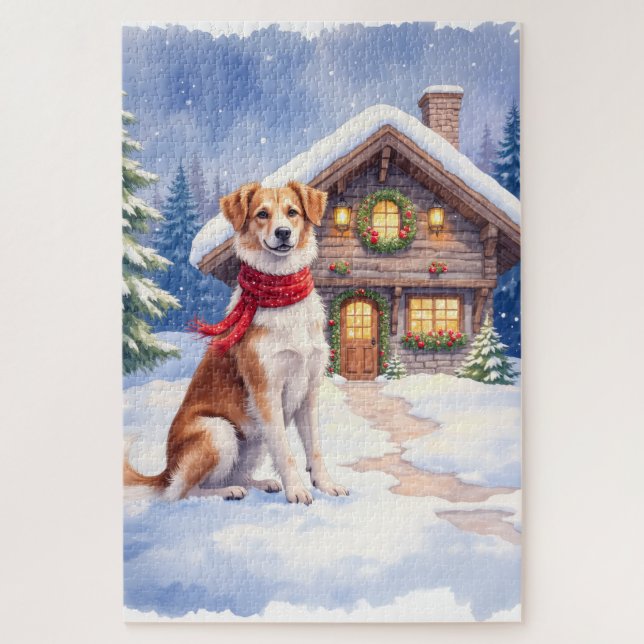 Puzzle Watercolor Appenzeller Sennenhund Alpine Chalet (Vertical)