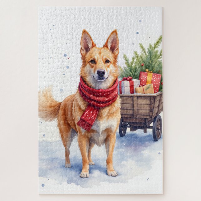 Puzzle Watercolor Australian Stumpy Tail Cattle Dog (Vertical)