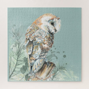 Puzzle Watercolor Barn Owl Bird Wildlife Nature Art
