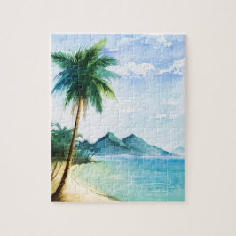 Puzzle Watercolor Beach Palm 8x10