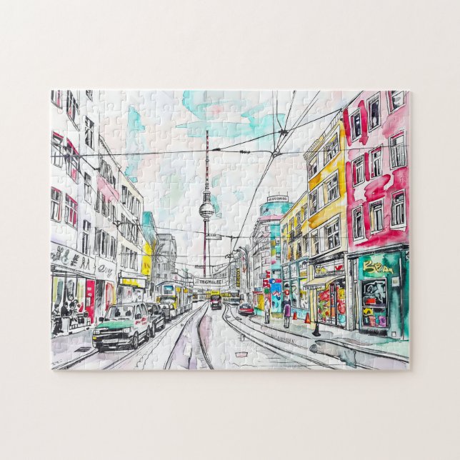 Puzzle Watercolor Berlin Mitte y TV Tower (Horizontal)