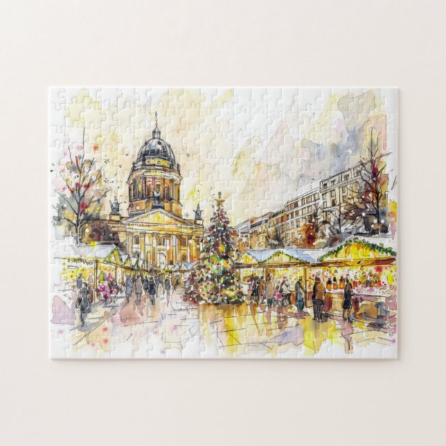 Puzzle Watercolor Berlin Navidades Market Gendarmenmarkt (Horizontal)