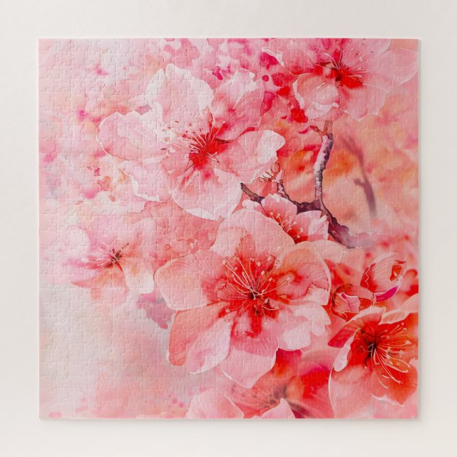 Puzzle Watercolor Cherry Blossom (Vertical)