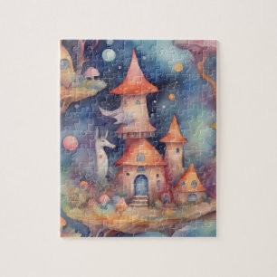 Puzzle Watercolor Fantasy World Colorful Magic Castle