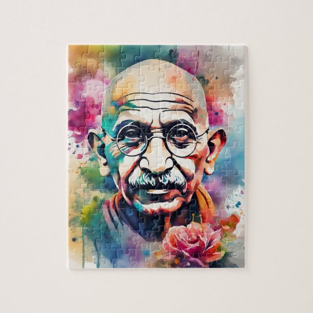 Puzzle Watercolor Gandhi (Vertical)