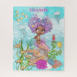 Puzzle Watercolor Hermosa Sirenita Marrón
