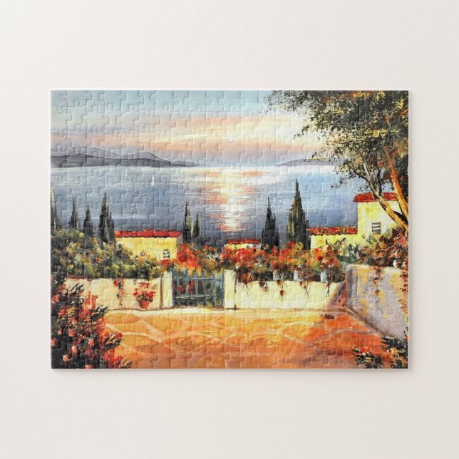 Puzzle Watercolor Italia verano panorámico (Horizontal)