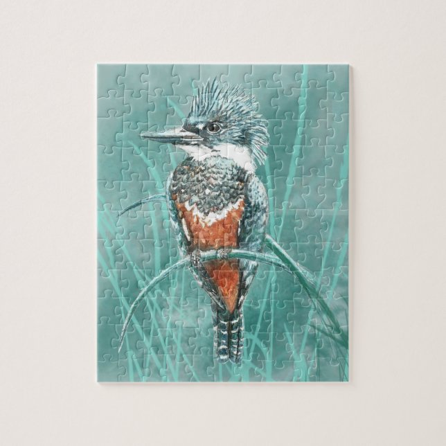 Puzzle Watercolor Kingfisher Bird Naturaleza Art (Vertical)