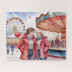 Puzzle Watercolor Lesbian Valentine
