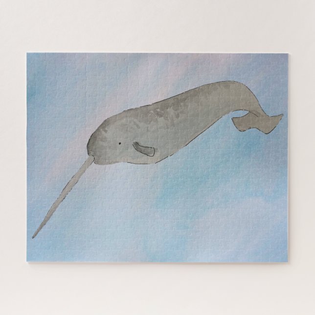 Puzzle Watercolor Ocean Narwhal (Horizontal)