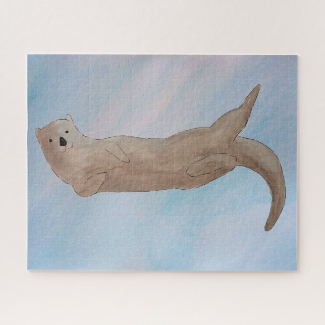 Puzzle Watercolor Ocean Sea Otter (Horizontal)