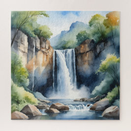 Puzzle Watercolor painted waterfall