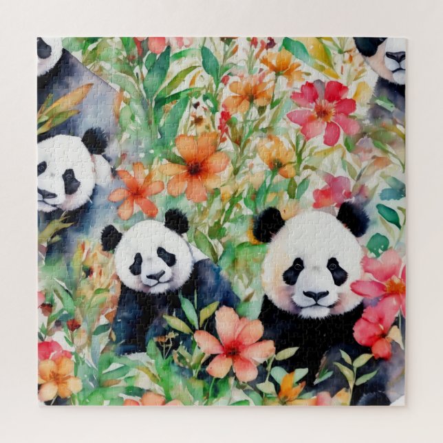 Puzzle Watercolor Panda Bear (Vertical)