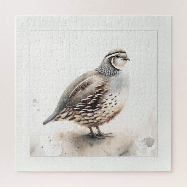Puzzle Watercolor Quail IREF284 - Watercolor (Vertical)