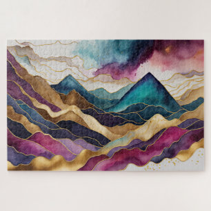 Puzzle Watercolor Resumen Paintaje Paintado Oro