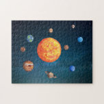 Puzzle Watercolor Sistema solar Planetas Tierra solar<br><div class="desc">Este diseño se puede personalizar haciendo clic en el botón personalizar y cambiando el color, agregando un nombre, iniciales o sus palabras favoritas. Contáctame en colorflowcreations@gmail.com si quieres tener este diseño en otro producto. Compra mi pintura de acrílico abstracta original a la venta en www.etsy.com/shop/colorflowart. Ver más de mis creaciones...</div>