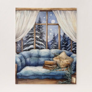 Puzzle Watercolor Snowy Cosy Window
