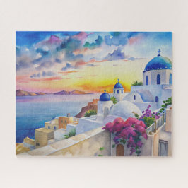 Puzzle Watercolor Townscape Santorini