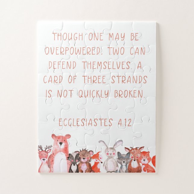 Puzzle Watercolor Woodland Baby Animal Nursery Art Poster (Vertical)