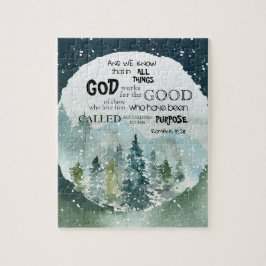 Puzzle Watercolor Woods Romans 8:28 Biblia Verse