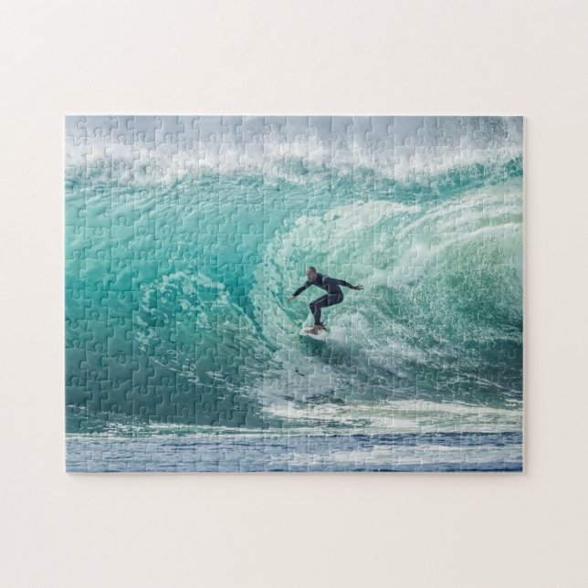 Puzzle Wave Surfer Surfing Sports Blue Ocean (Horizontal)