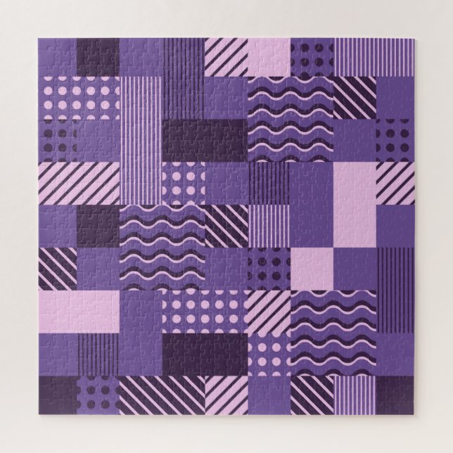 Puzzle Waves Stripes Dots: Modern Seamless. (Vertical)