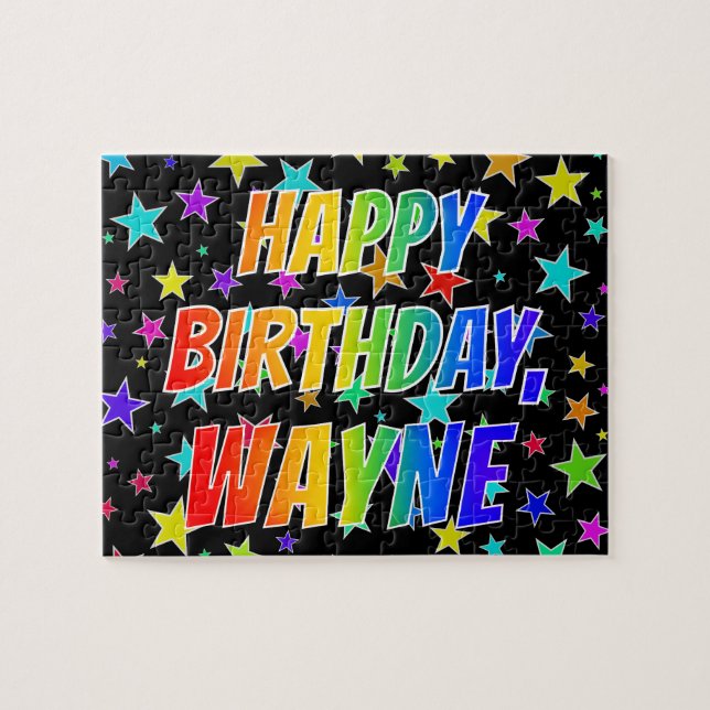 Puzzle "WAYNE" Primer Nombre, Divertido "FELIZ CUMPLEAÑOS (Horizontal)