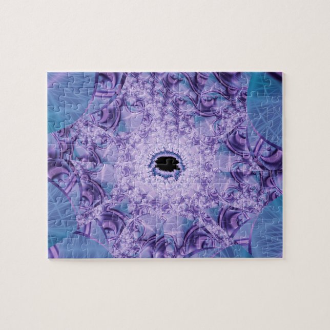 Puzzle Web | Purple and Blue Fractal Art (Horizontal)