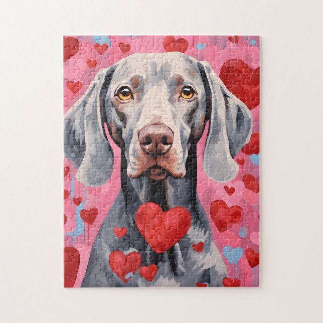 Puzzle Weimaraner Día de San Valentín (Vertical)