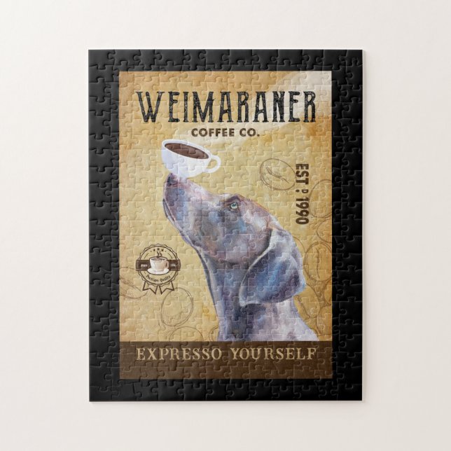 Puzzle Weimaraner Dog Coffee Company Canvas (Vertical)