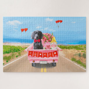 Puzzle Weimaraner Dog El día de San Valentín Truck Hearts