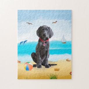 Puzzle weimaraner Dog en la playa