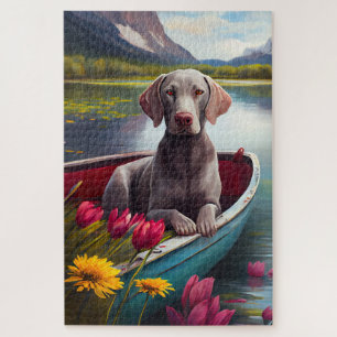 Puzzle Weimaraner en un remo: Una aventura escénica