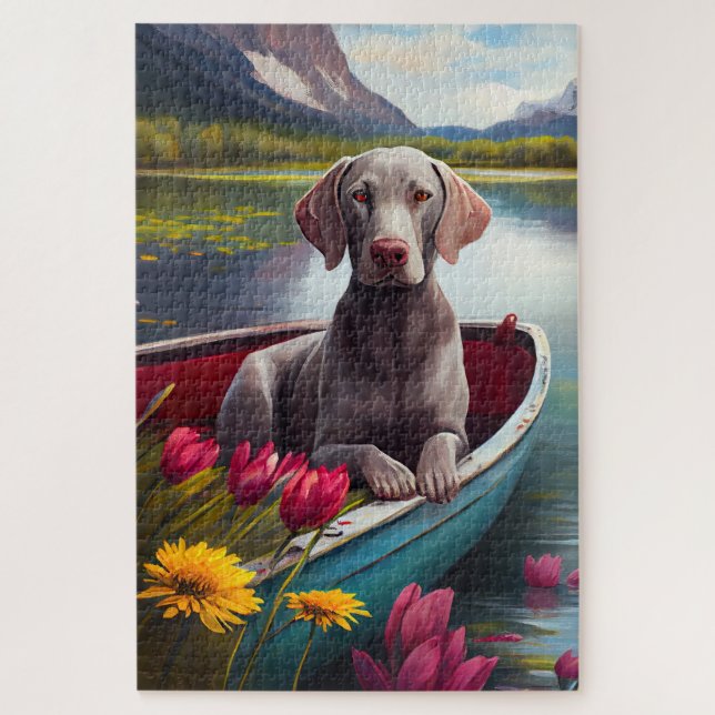 Puzzle Weimaraner en un remo: Una aventura escénica (Vertical)