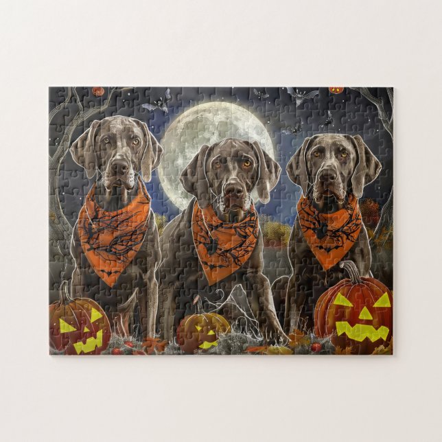 Puzzle Weimaraner Halloween Espeluznante (Horizontal)