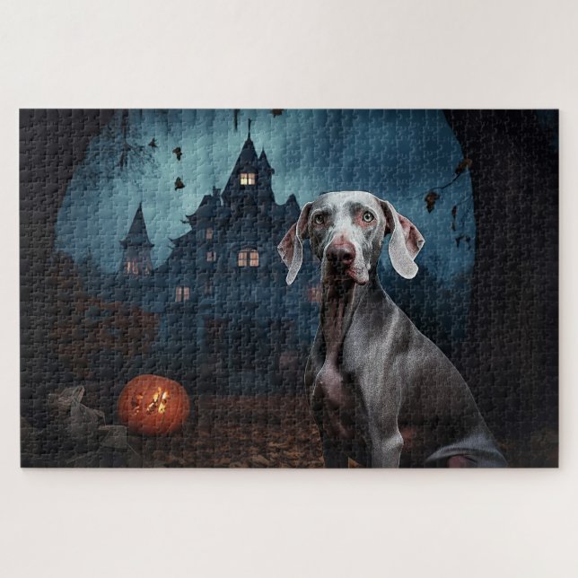 Puzzle Weimaraner Halloween Scary (Horizontal)