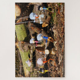 Puzzle Werkende Fubby's in hun houtzagerij.
