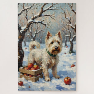 Puzzle Westie Antiguo en Huerta Invernal Navideña