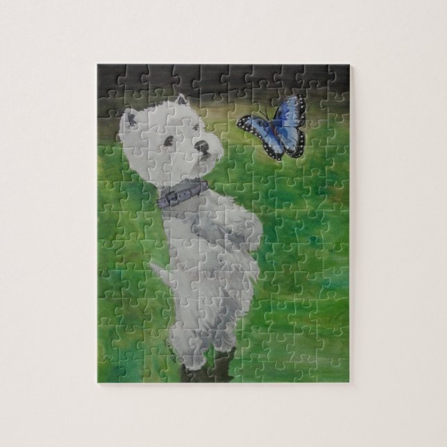 Puzzle Westie con la mariposa (Vertical)